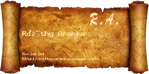 Réthy Aranka névjegykártya