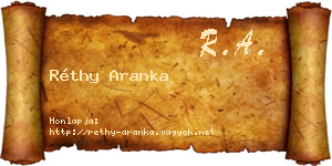 Réthy Aranka névjegykártya